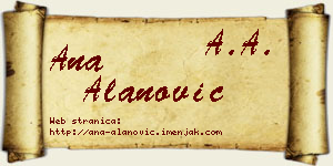 Ana Alanović vizit kartica